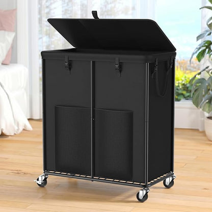 250L Laundry Hamper with Lid, Rolling Laundry Basket with Wheels and Bag | by OLLDIDE