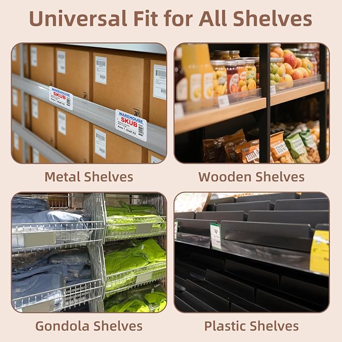 60 Pcs Shelf Label Strips, 1.5" H x 48" L Shelf Label Holders, Self Adhesive - Image 5