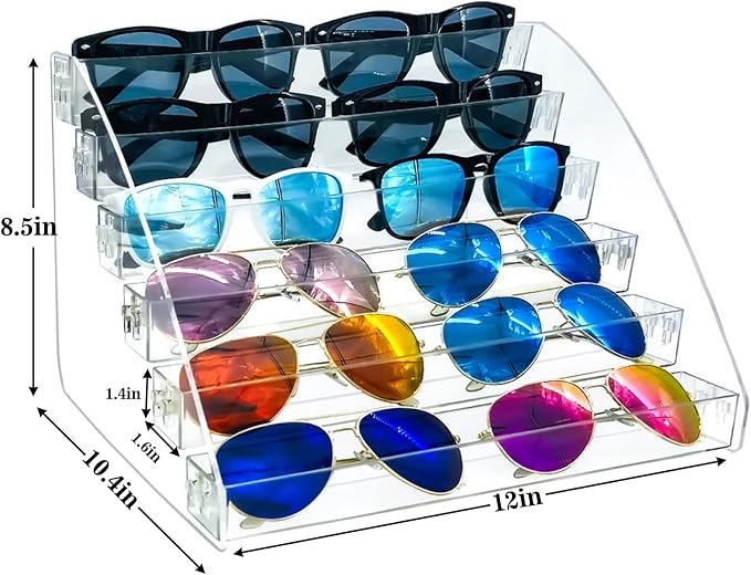 Sunglasses Organizer Clear Eyeglasses Display Case Sticker Display Tray - Image 2