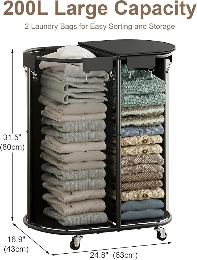 200L Double Laundry Hamper - Image 3