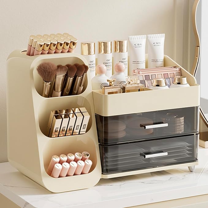 Aveniee Makeup Organizer with Drawers, Large Bathroom Countertop Storage by Aveniee