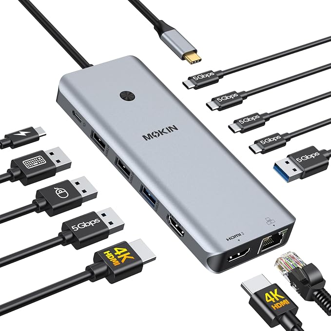 Laptop Docking Station Dual Monitor, USB C Hub by MOKiN
