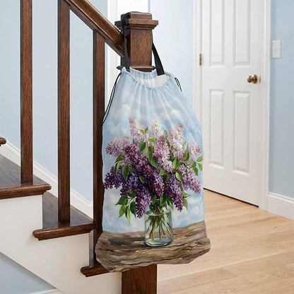 Floral XL Laundry Bag Lilacs Flower in Bottle Vintage Spring Machine Washable - Image 4