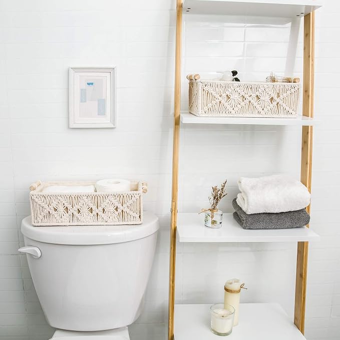 Mkono Macrame Storage Baskets Boho Decor Box Handmade Woven Decorative - Image 2