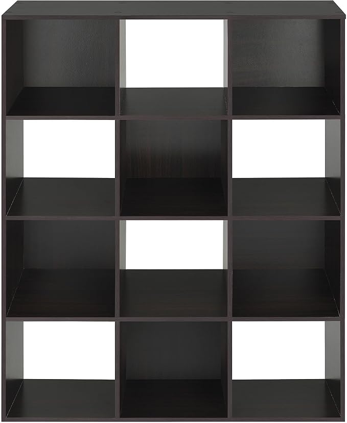 Whitmor 12 Cube Storage Organizer, 4 Tier Stackable Mdf Wood Bookcase, Open - Image 6