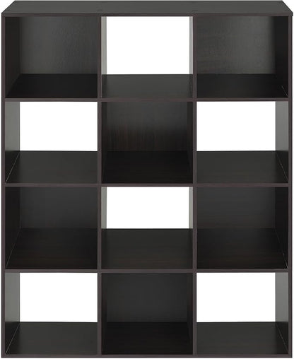 Whitmor 12 Cube Storage Organizer, 4 Tier Stackable Mdf Wood Bookcase, Open - Image 6