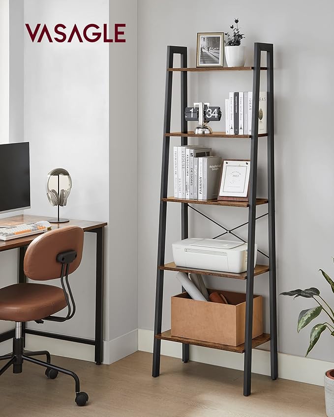 VASAGLE Ladder Shelf, 5-Tier Bookshelf, Storage Rack, Bookcase - Image 2