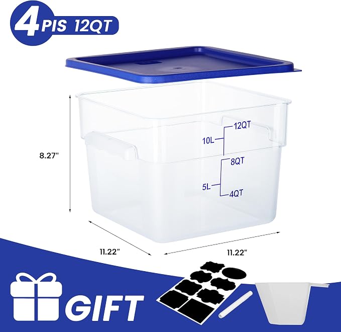 4 Pack Food Storage Containers, 12 Quart - Image 2