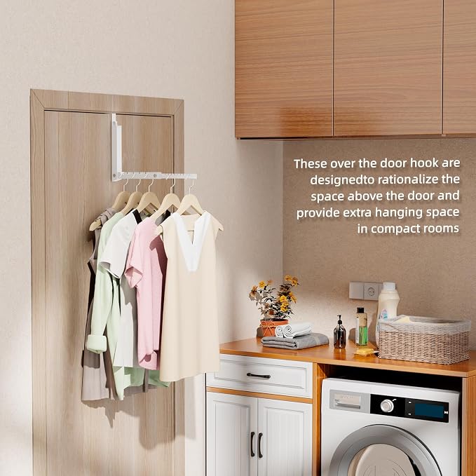 BAKON Over The Door Hanger Folding Clothes Drying Rack, Double Fold Hanging - Image 9