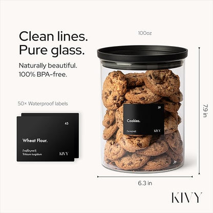 KIVY Large Glass Jar with transparent Glass Lid Sealed glass canisters with - Image 2