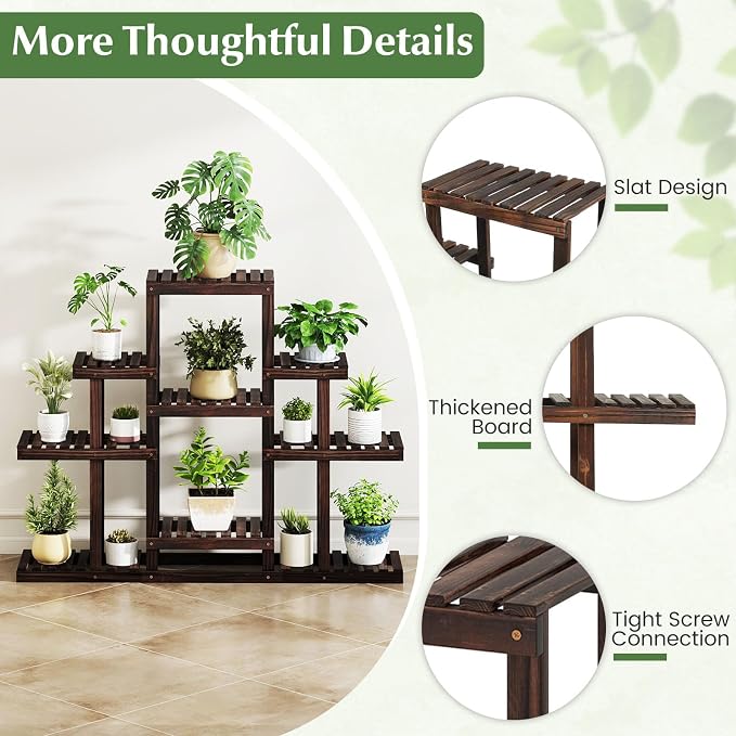 Giantex Plant Stand Indoor & Outdoor, 6 Tier Wood Flower Pot Stand - Image 6