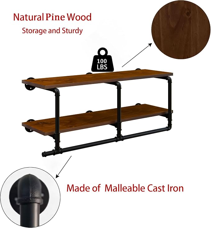 Wall Mounted Clothes Rack 12 Inch Deep, 42 Inch Heavy Duty Garment Rack - Image 7