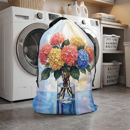 Floral XL Laundry Bag Hydrangeas Flower in Bottle Spring Summer Machine - Image 6