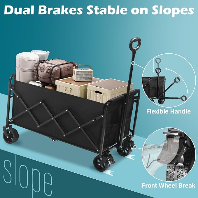 Collapsible Wagon Cart with Wheels Foldable: 500LBS Heavy Duty Folding Utility - Image 4