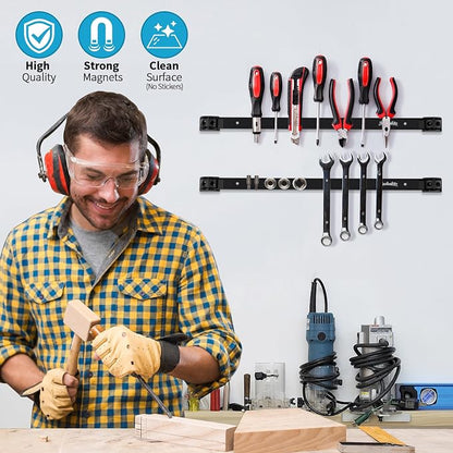 6 Pieces 18" Magnetic Tool Holder Strip, Metal Tool Organizer Rack - Image 2