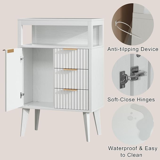 White Bathroom Floor Cabinet - Image 9