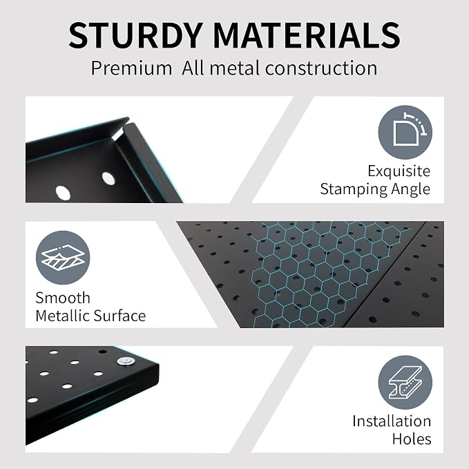 Pegboard Wall Organizer 4 PCS 24" x 12" Black Peg Board Metal Pegboard Panels - Image 5