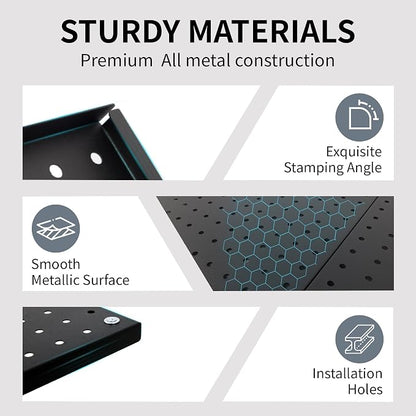 Pegboard Wall Organizer 4 PCS 24" x 12" Black Peg Board Metal Pegboard Panels - Image 5