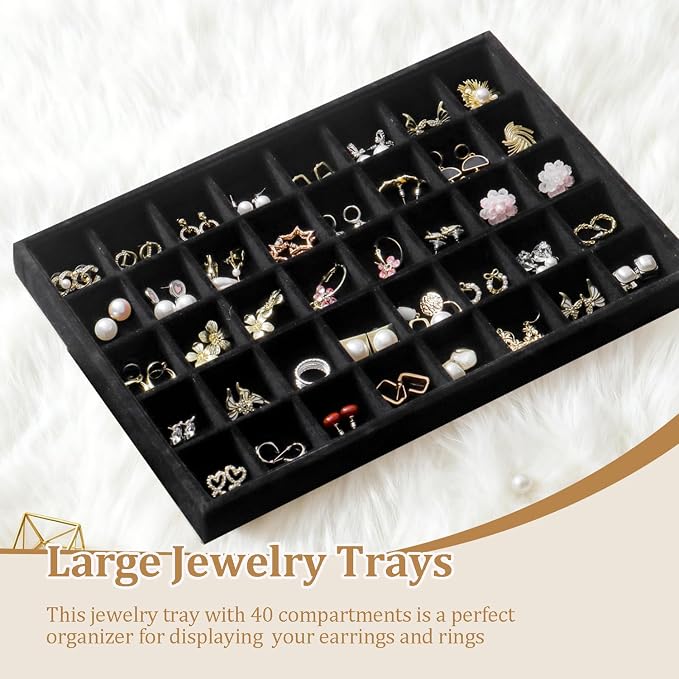 Large Jewelry Organizer for Drawer Insert Velvet Stackable Jewelry Trays for - Image 2