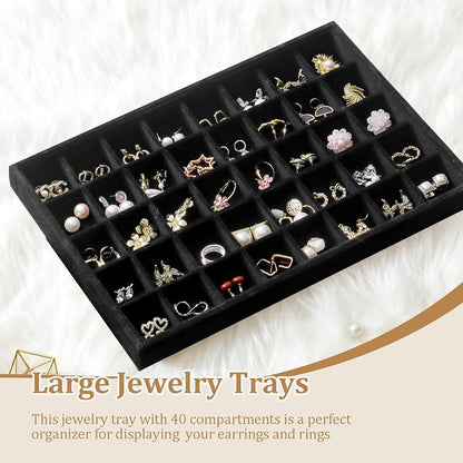 Large Jewelry Organizer for Drawer Insert Velvet Stackable Jewelry Trays for - Image 2