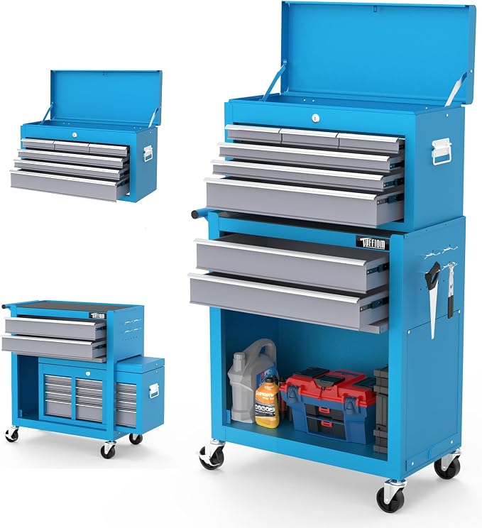 TUFFIOM 8-Drawer Rolling Tool Chest w/Lock, Tool Storage Cabinet w/Wheels by TUFFIOM