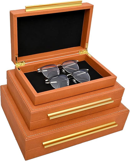 Faux Shagreen Leather Jewelry Storage Boxes Set of 3 - Image 2