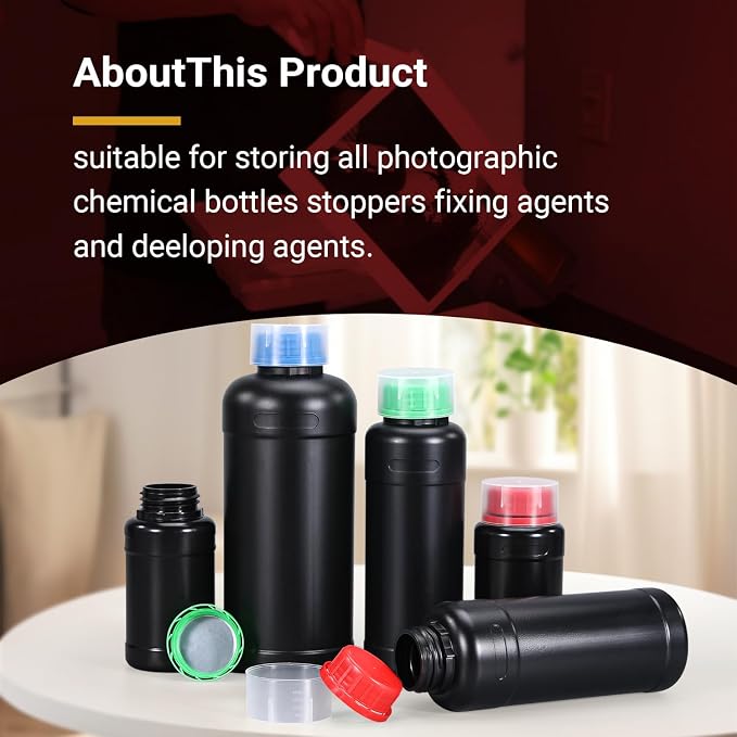 ASEVAT 16.9oz/500ml HDPE Darkroom Chemical Storage Bottles Photographic Plastic - Image 6
