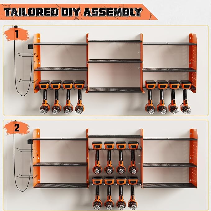 Power Tool Organizer with Charging Station Wall Mount, 3 Layer Expanded Heavy - Image 5