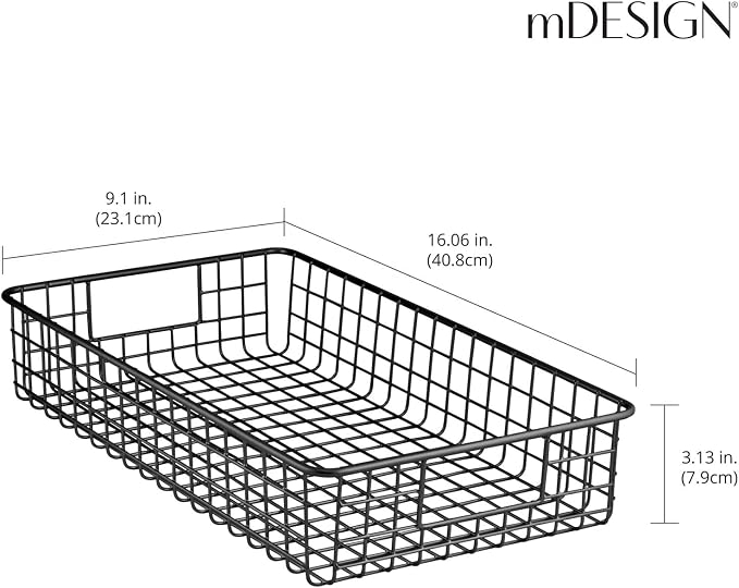 mDesign Wide Wire Storage Basket - Image 4