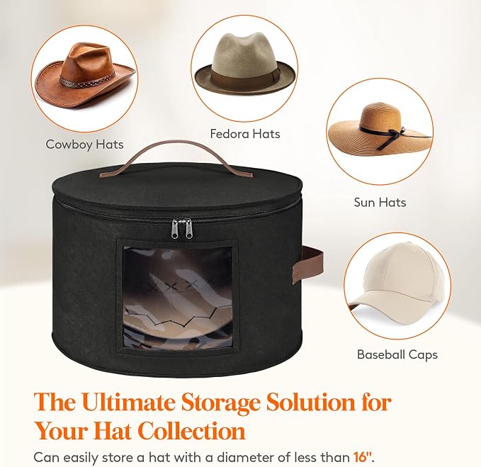 Lifewit Round Cowboy Hat Box for 7 Caps, Large Felt Hat Organizer Bag for Men & - Image 5