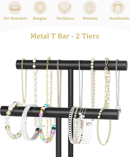 SZQINJI Jewelry Holder Organizers Bracelet Holder Display Stand, Solid Wood Base - Image 6