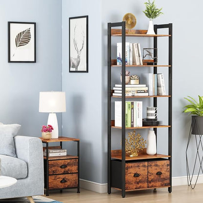 Furologee 6-Tier Bookshelf, Tall 71" Rustic Bookcase - Image 7