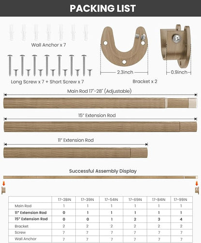 Supforce Closet Rods for Hanging Clothes, 17 to 54 Inches Stepless Adjustable - Image 5