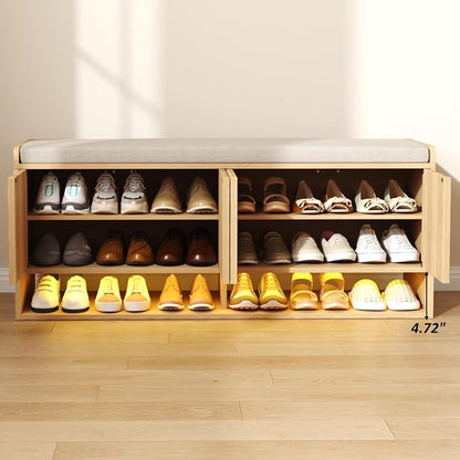 HOMEFORT 47.2" Fluted Shoe Storage Bench, Entryway Bench - Image 8