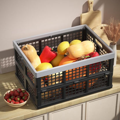 34 L Collapsible Storage Crate, Folding Plastic Crates, 4 Packs | Stackable - Image 6
