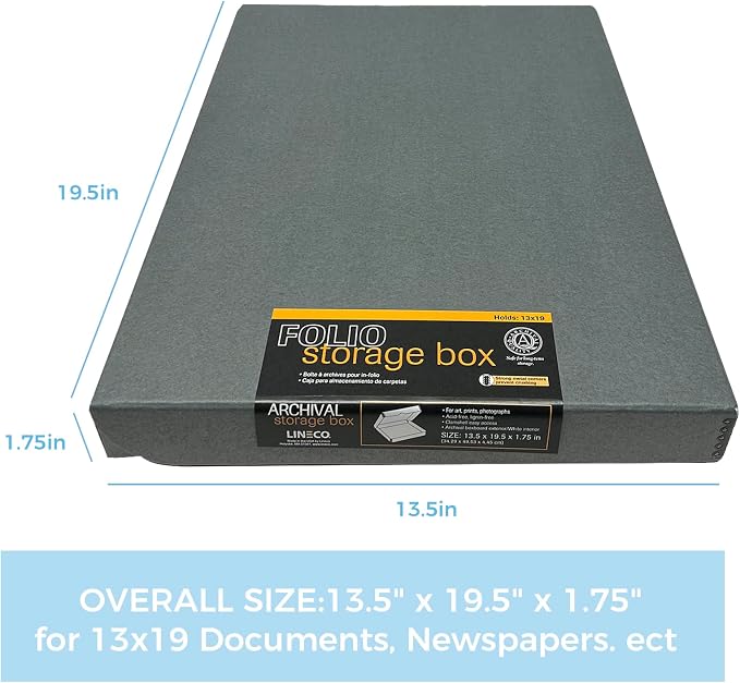 Lineco Clamshell Archival Storage Box, 13.5x19.5x1.75 Inch, Organize and Store - Image 2