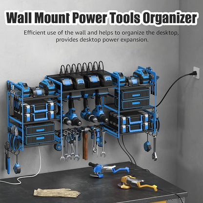 CCCEI Blue Power Tool Organizer Wall Mount, Large Tools and Battery Storage - Image 3