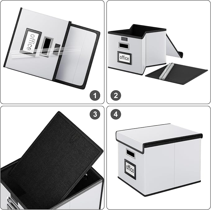 File Organizer Box with Lids, Collapsible File Folder Organizer | File Box with - Image 7