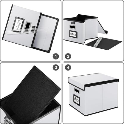 File Organizer Box with Lids, Collapsible File Folder Organizer | File Box with - Image 7