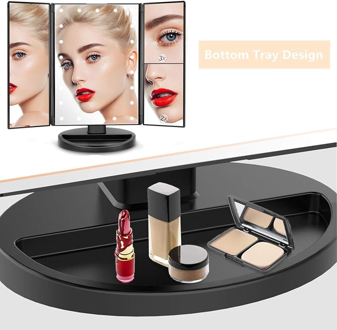 Tri-fold Lighted Vanity Makeup Mirror - Image 6