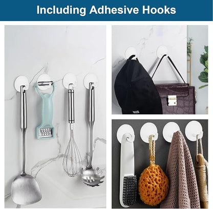Razor Holder for Shower + Adhesive Wall Hooks, Premium 304 Stainless Steel - Image 3