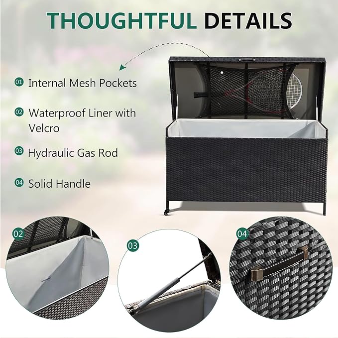 AVAWING 240 Gallon Wicker Deck Box - Image 4
