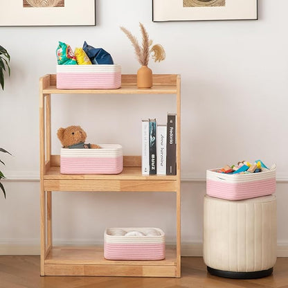 OIAHOMY 4 Pack Storage Baskets for Organizing, Small Bins for Shelves, Cute - Image 6
