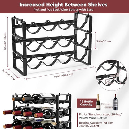 Stackable Wine Rack Countertop, Sturdy Bottle Holder Freestanding - Image 6