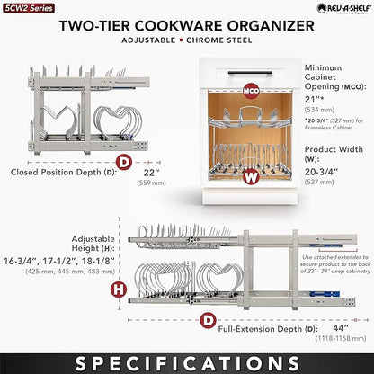 Rev-A-Shelf 2-Tier Kitchen Cabinet Pullout 20.75" Cabinet Organizer - Image 4