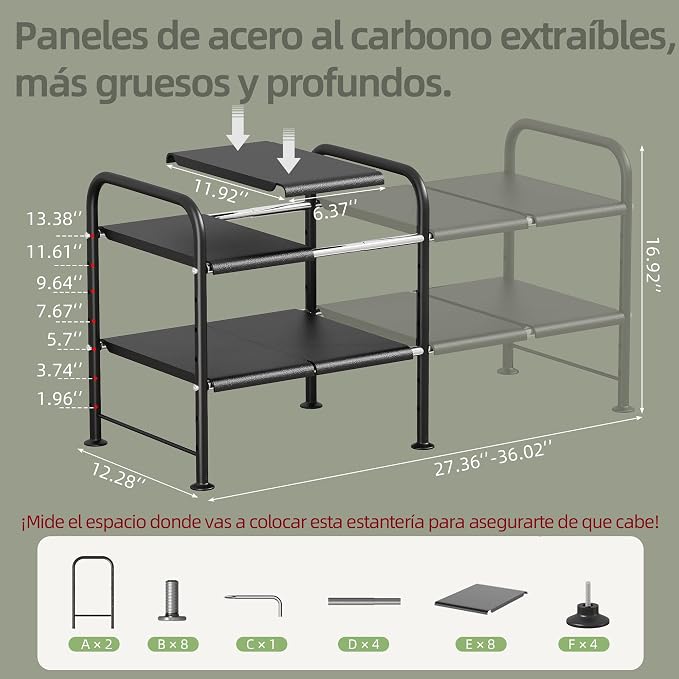 NETEL Under Sink Organizers and Storage, 2 Tier Shelf Under Bathroom Sink - Image 3