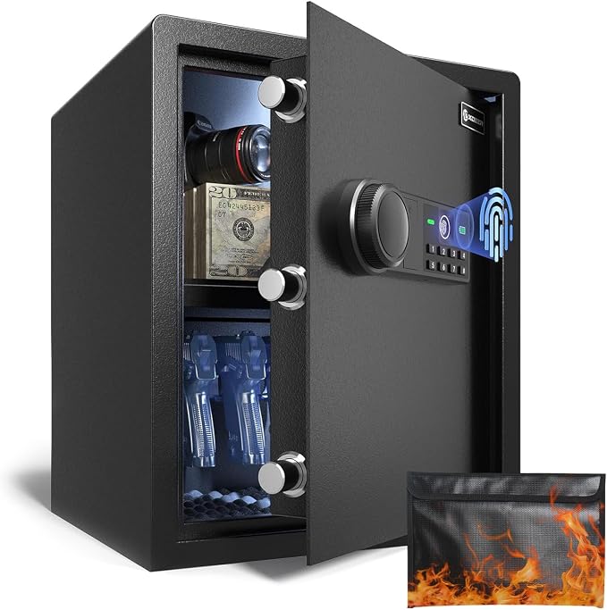 XDeer Biometric Safe Box with Fireproof Bag, Quick-Access Security Safe Box by XDeer