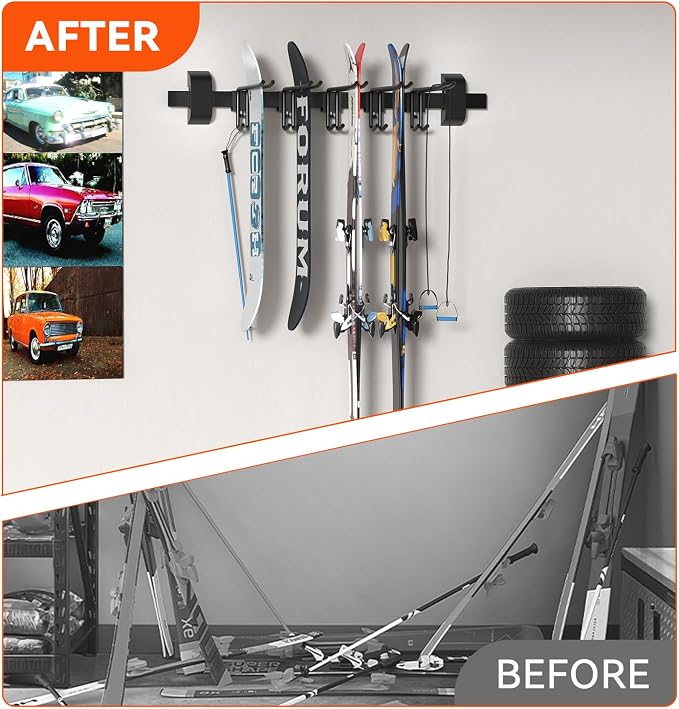 32" Ski & Snowboard Wall Rack – Heavy-Duty Wall Mounted Ski Storage - Image 7