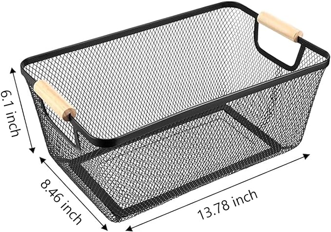 AJIODA Metal Mesh Steel Basket, Large Wire Storage Organizer Basket - Image 2