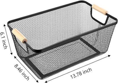 AJIODA Metal Mesh Steel Basket, Large Wire Storage Organizer Basket - Image 2